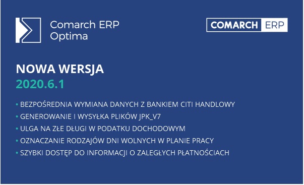 Nowa wersja Comarch ERP Optima 2020.6.1 – jest już dostępna!
